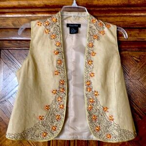 NWT Beautiful beaded embroidered, lined vest. Gold trimming. Vintage cute!!
